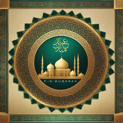Eid Mubarak on a beautiful eid greeting card