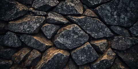 Black rock texture. Stone background. Old weathered mountain surface