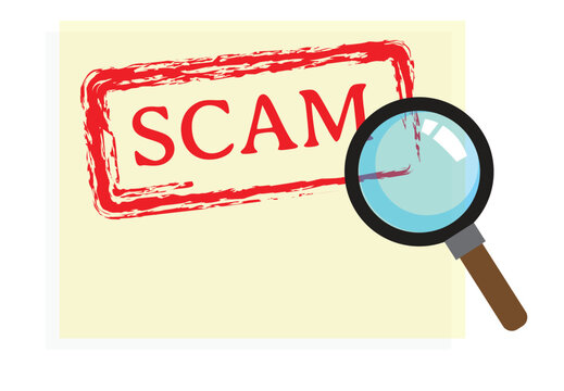 scam stamp and magnifying glass clip art preview