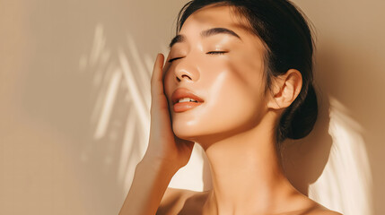 A stunning close-up an asian skin model