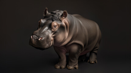 Portrait of  hippo in black background