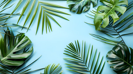 Palm leaves on an isolated background with copy space, generative ai