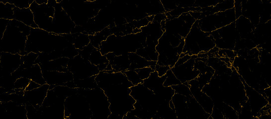 Black marble background with yellow veins. natural marble texture, dark brown marble background
