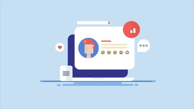 Customer data and client profile analytics intelligent CRM software integration with online business managing customer communication and database, video animation. 