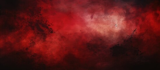 Obraz premium A dramatic scene with a red and black background, filled with billowing clouds of smoke. The sky is obscured by the atmospheric phenomenon, creating a surreal event in magenta tints and shades