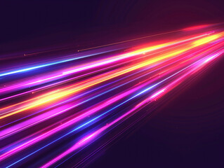 Fototapeta na wymiar Horizontal neon light lines with speed effect