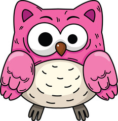 illustration of cute owl cartoon outline white on background vector