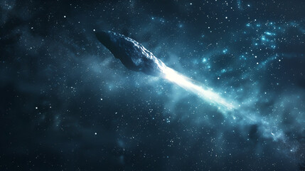 Obraz premium Comet in the Space Artistic Illustration Aspect 16:9