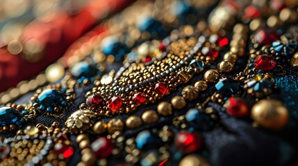 Colorful jewelry on a street market.
