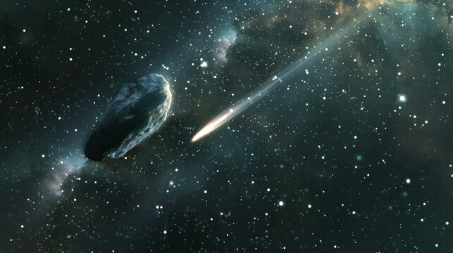 Comet in the Space Artistic Illustration Aspect 16:9