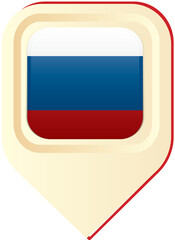 Fototapeta premium Russia flag, location pin, location pointer