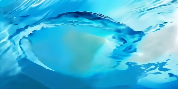 banner. nature summer Trendy background. sunlight in waves Water bubbles. splashes with texture surface water clear colored liquid Blue