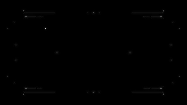 Futuristic glitch HUD aim. Cyberpunk style distorted HUD screen. Tech user interface hologram screen for game, movie, sci-fi, drone footage, VR. Video overlay template. Cyberpunk concept.
