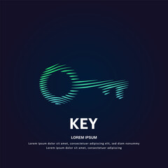 simple logo Key Icon Illustration in a linear style. Abstract line art green Key Logotype concept icon. Key symbol Vector illustration suitable for organization, company, or community. EPS 10
