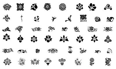 Spring flower and plants icon collection
