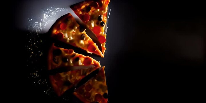 view Top text. for space with background black on slice Pizza