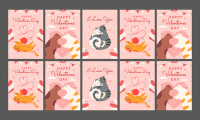 love card vector illustration flat design set