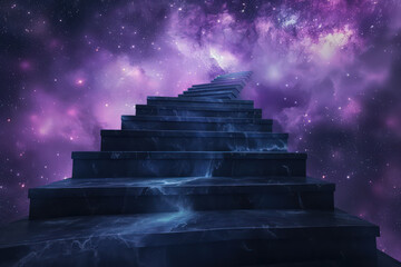 Stairs to galaxy abstract background. Generative ai. - 756937569