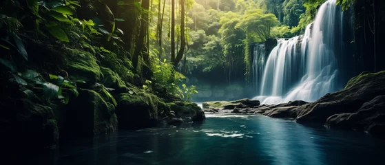 Tafelkleed Beautiful Waterfall Deep in the Tropical Forest. Beaut © Mishi