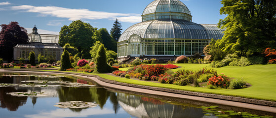 Belfast Botanic Gardens and Palm house . - obrazy, fototapety, plakaty