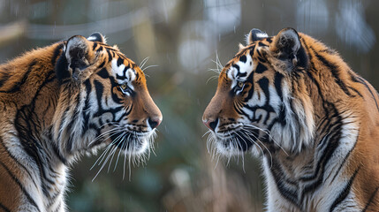 Adult Tigers Talking, Wildlife Photography for Design Projects, Generative AI

