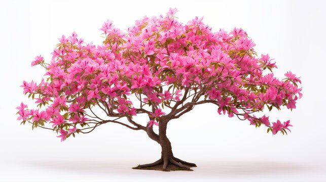 Pink trumpet tree portrayed in isolation against a white backdrop.