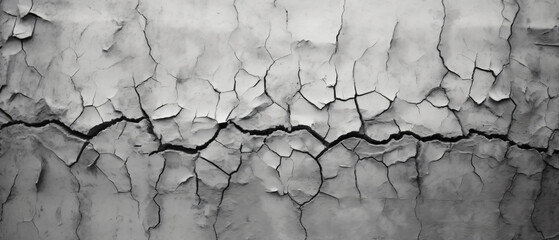 Big winding deep crack on old wall abstract image 