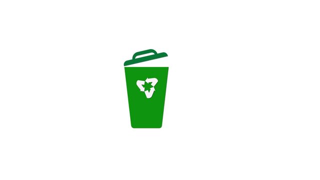 Looping Animated recycle bin logo on the dustbin, 4K video element 