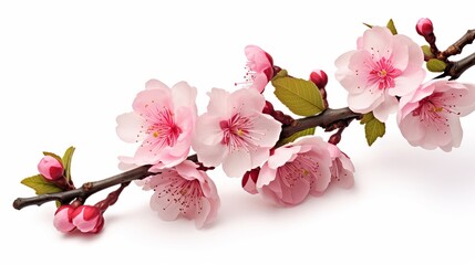 Sakura (Cherry blossom) in full bloom during the spring season, depicted in isolation against a white background.