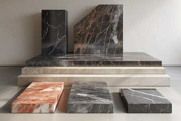 A minimalist podium adorned with exquisite marble textures