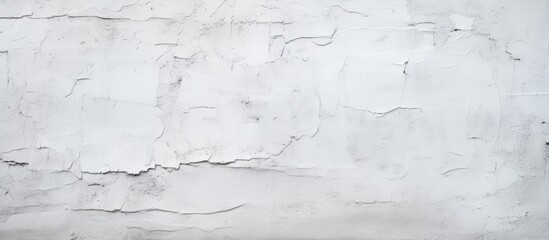 A detailed shot of a cracked white wall, showcasing a rectangular pattern. The monochrome photography captures the textures and depth of the wall - obrazy, fototapety, plakaty