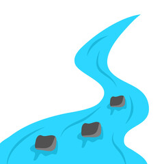 Mountain River with rock stone vector illustration 