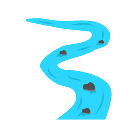 Mountain River with rock stone vector illustration 