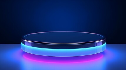 A podium featuring neon colors designed for product and cosmetic presentations, creatively displayed in blue. This serves as a pedestal or platform for showcasing beauty products.