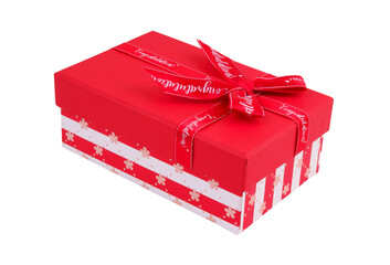 Red gift box isolated on white background	