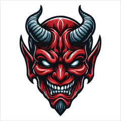 Demon mask head mascot vector illustration on white background