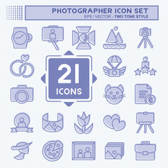 Icon Set Photographer . suitable for Art symbol. two tone style. simple design editable. design template vector. simple illustration