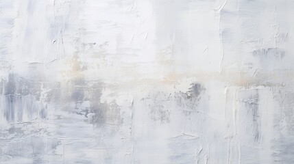 Abstract painting in white and grey tones resembling oil patterns, adding depth and texture to the backdrop.