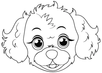 Fotobehang Black and white line art of a cute puppy © GraphicsRF