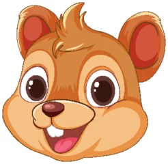 Fototapete Rund Vector illustration of a happy bear cub face. © GraphicsRF