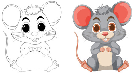 Two adorable vector mice with cheerful expressions