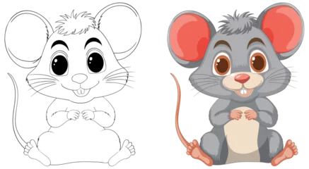 Fototapete Two adorable vector mice with cheerful expressions © GraphicsRF