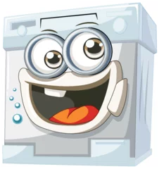 Foto op Plexiglas Vector illustration of a cheerful washing machine © GraphicsRF