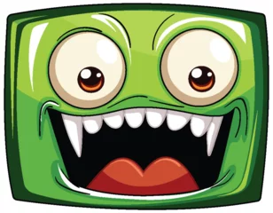 Foto op Aluminium Vector illustration of a cheerful green monster © GraphicsRF