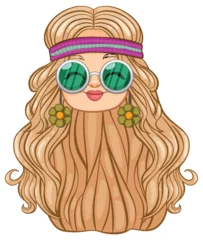 Deurstickers Stylish woman with sunglasses and headband vector. © GraphicsRF