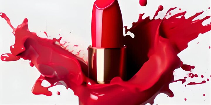 rendering. 3d background white on isolated splash or smear lipstick and Lipsticks Red