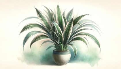 Watercolor illustration of Dracaena Warneckii plants