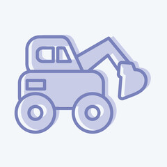 Icon Escavator. suitable for Education symbol. two tone style. simple design editable. design template vector. simple illustration