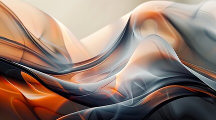 Smooth wavy texture with a blend of orange and gray tones. Abstract design for modern elegance and fluid art concept.