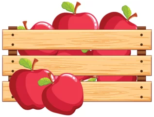 Zelfklevend Fotobehang Vector illustration of red apples in a crate © GraphicsRF